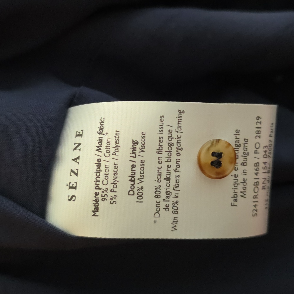 Robe Adèle Fond Marine Broderie Ecru - Picture 11 of 11